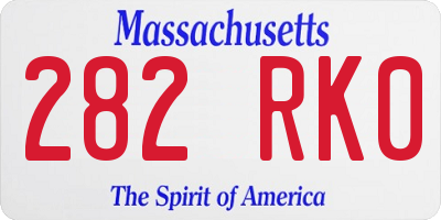 MA license plate 282RK0