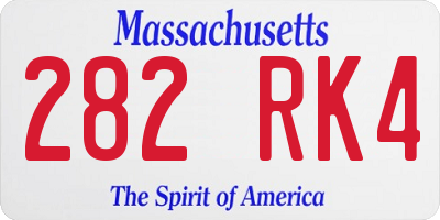 MA license plate 282RK4