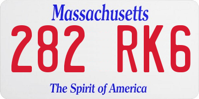 MA license plate 282RK6