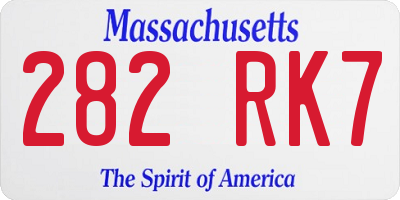 MA license plate 282RK7