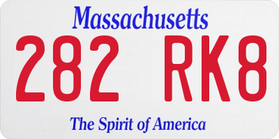 MA license plate 282RK8