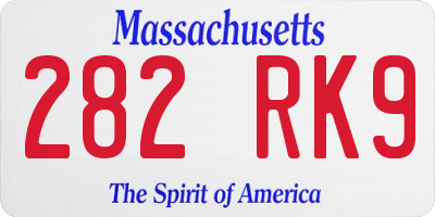 MA license plate 282RK9