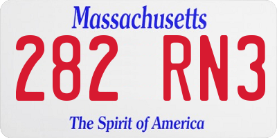 MA license plate 282RN3