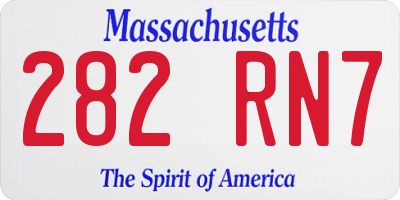 MA license plate 282RN7