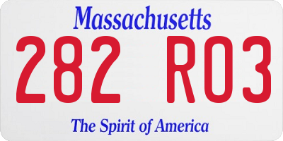 MA license plate 282RO3