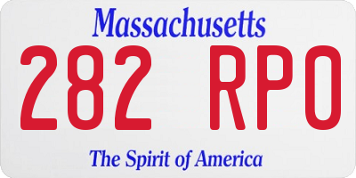 MA license plate 282RP0