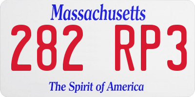 MA license plate 282RP3