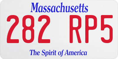MA license plate 282RP5