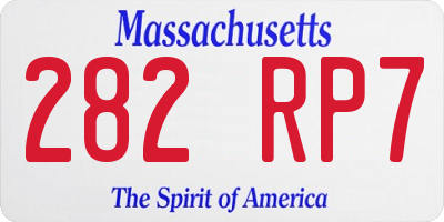 MA license plate 282RP7