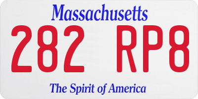 MA license plate 282RP8