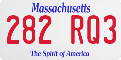 MA license plate 282RQ3