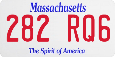 MA license plate 282RQ6