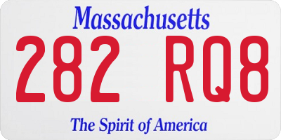 MA license plate 282RQ8