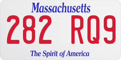 MA license plate 282RQ9