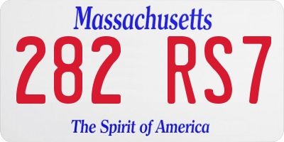 MA license plate 282RS7