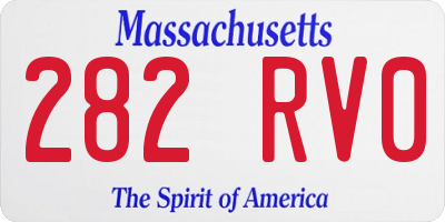 MA license plate 282RV0