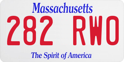 MA license plate 282RW0
