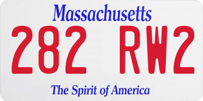 MA license plate 282RW2