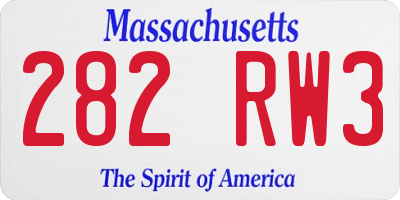 MA license plate 282RW3