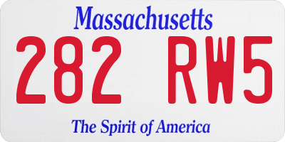 MA license plate 282RW5