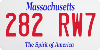 MA license plate 282RW7