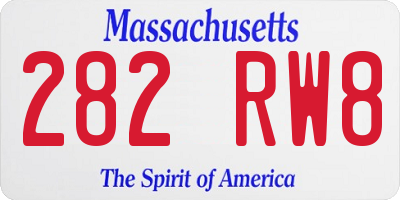 MA license plate 282RW8
