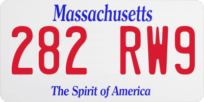 MA license plate 282RW9