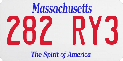 MA license plate 282RY3