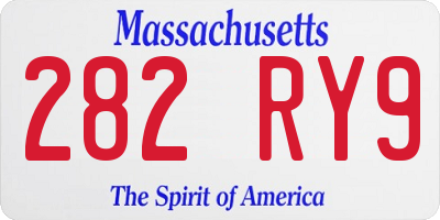 MA license plate 282RY9