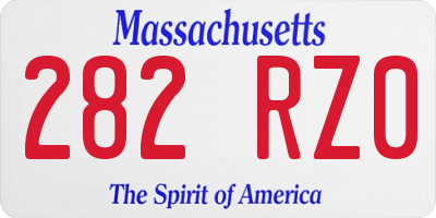 MA license plate 282RZ0
