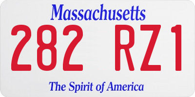 MA license plate 282RZ1
