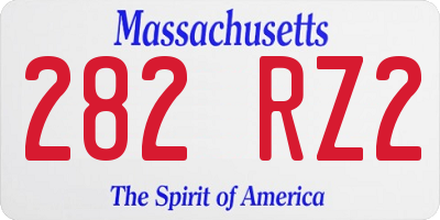 MA license plate 282RZ2