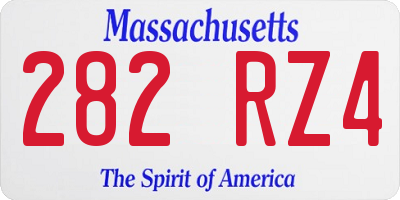 MA license plate 282RZ4