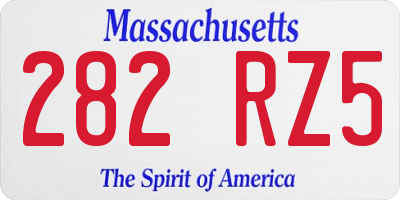 MA license plate 282RZ5