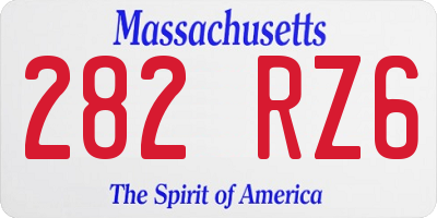 MA license plate 282RZ6