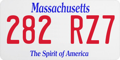 MA license plate 282RZ7