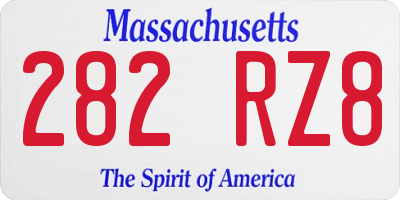 MA license plate 282RZ8