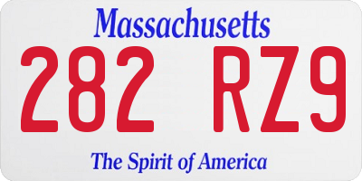 MA license plate 282RZ9