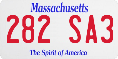 MA license plate 282SA3