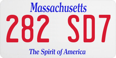 MA license plate 282SD7