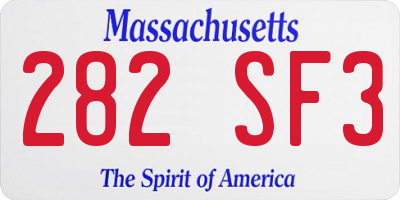 MA license plate 282SF3