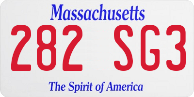 MA license plate 282SG3