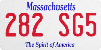 MA license plate 282SG5