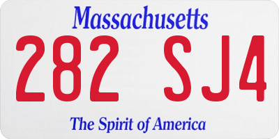 MA license plate 282SJ4