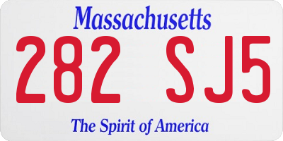 MA license plate 282SJ5