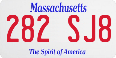 MA license plate 282SJ8