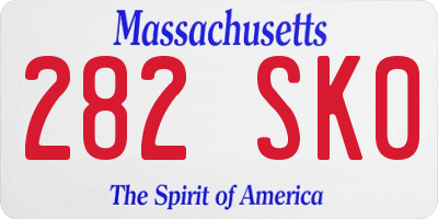 MA license plate 282SK0
