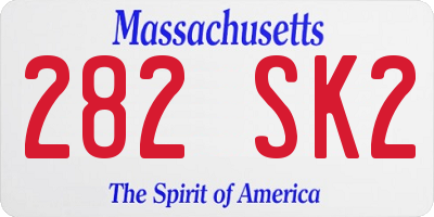MA license plate 282SK2