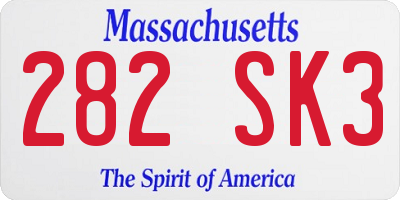 MA license plate 282SK3