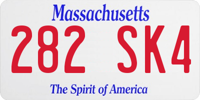 MA license plate 282SK4